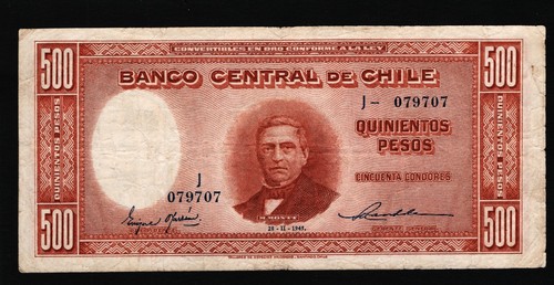 Cile 500 pesos 1945 - 500,